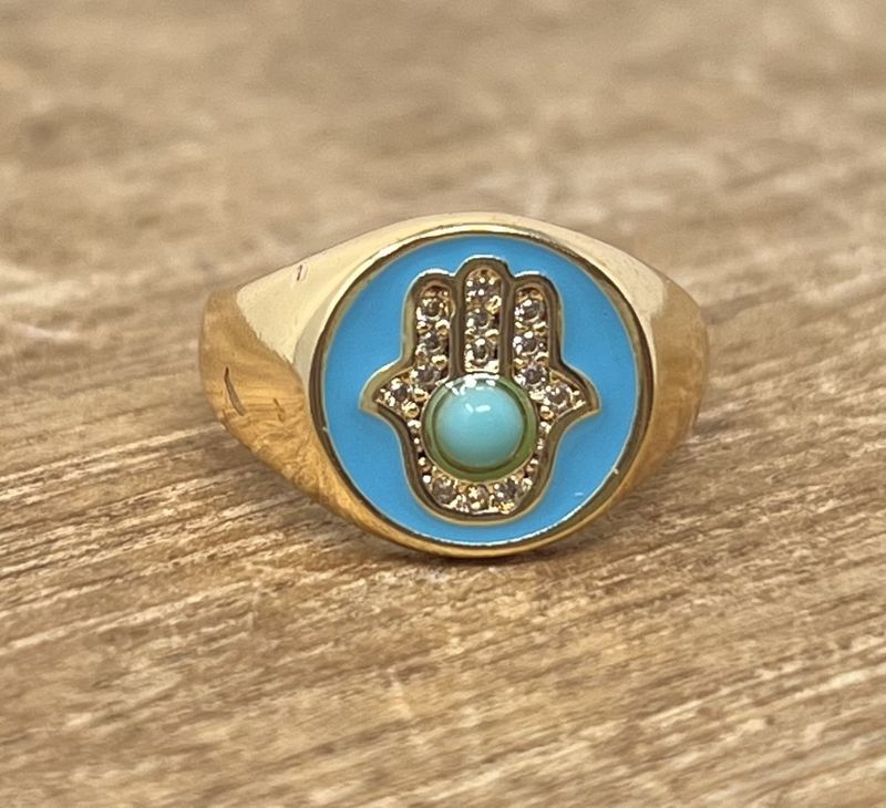Evil Eye Hamsa Class Ring