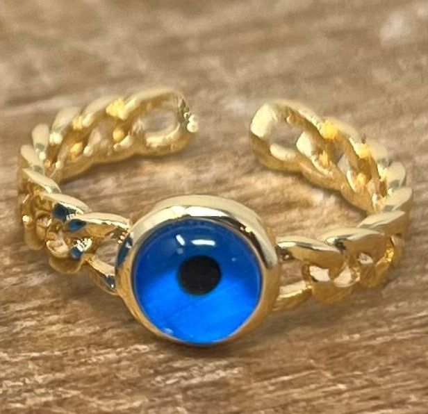 Evil Eye Cuban Link Ring