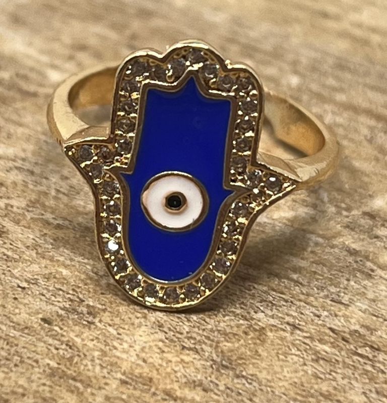 Hamsa Rhinestone Border Ring