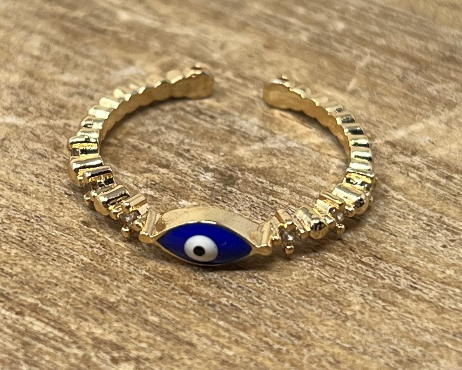 Dainty Rhinestone Evil Eye Ring