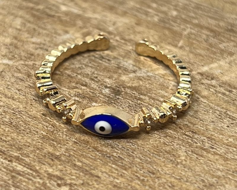 Dainty Rhinestone Evil Eye Ring