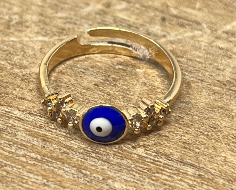 Rhinestone Sides Evil Eye Ring
