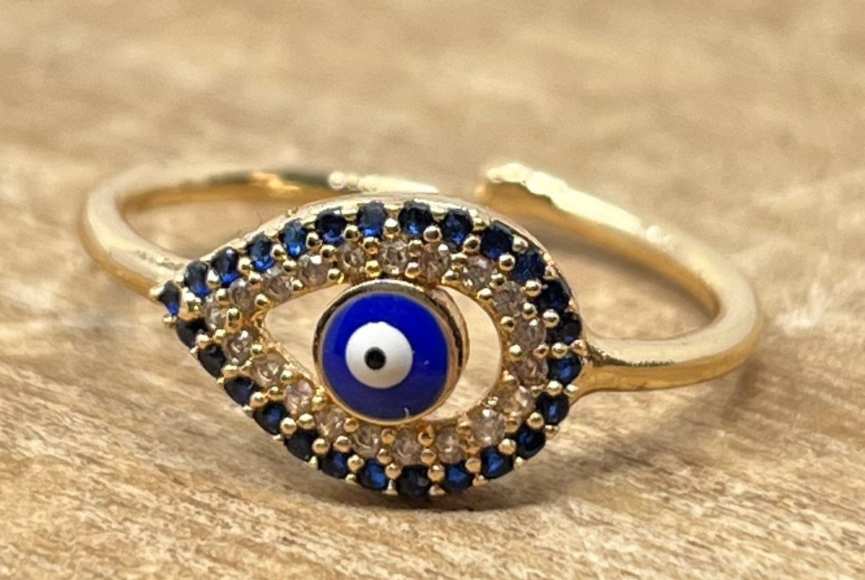 Oval Tear Drop Evil Eye Ring