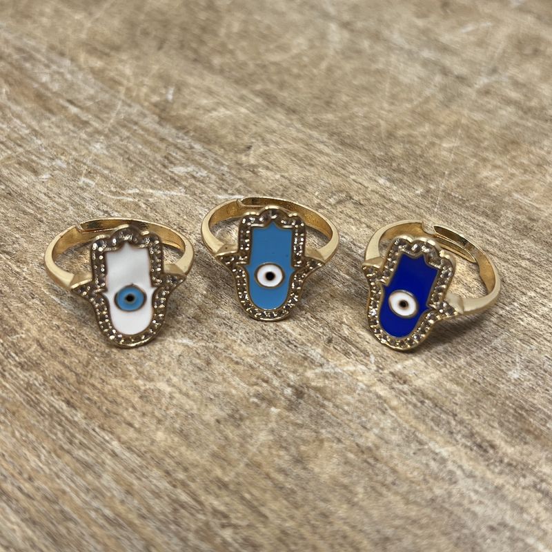 Hamsa Rhinestone Border Ring