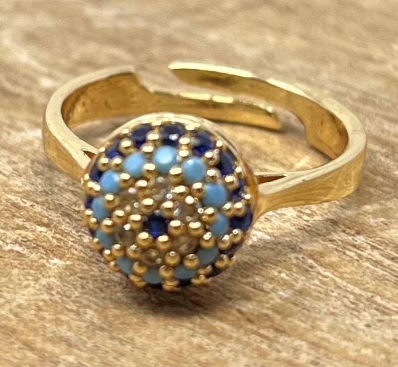 Rhinestone Bulb Evil Eye Ring