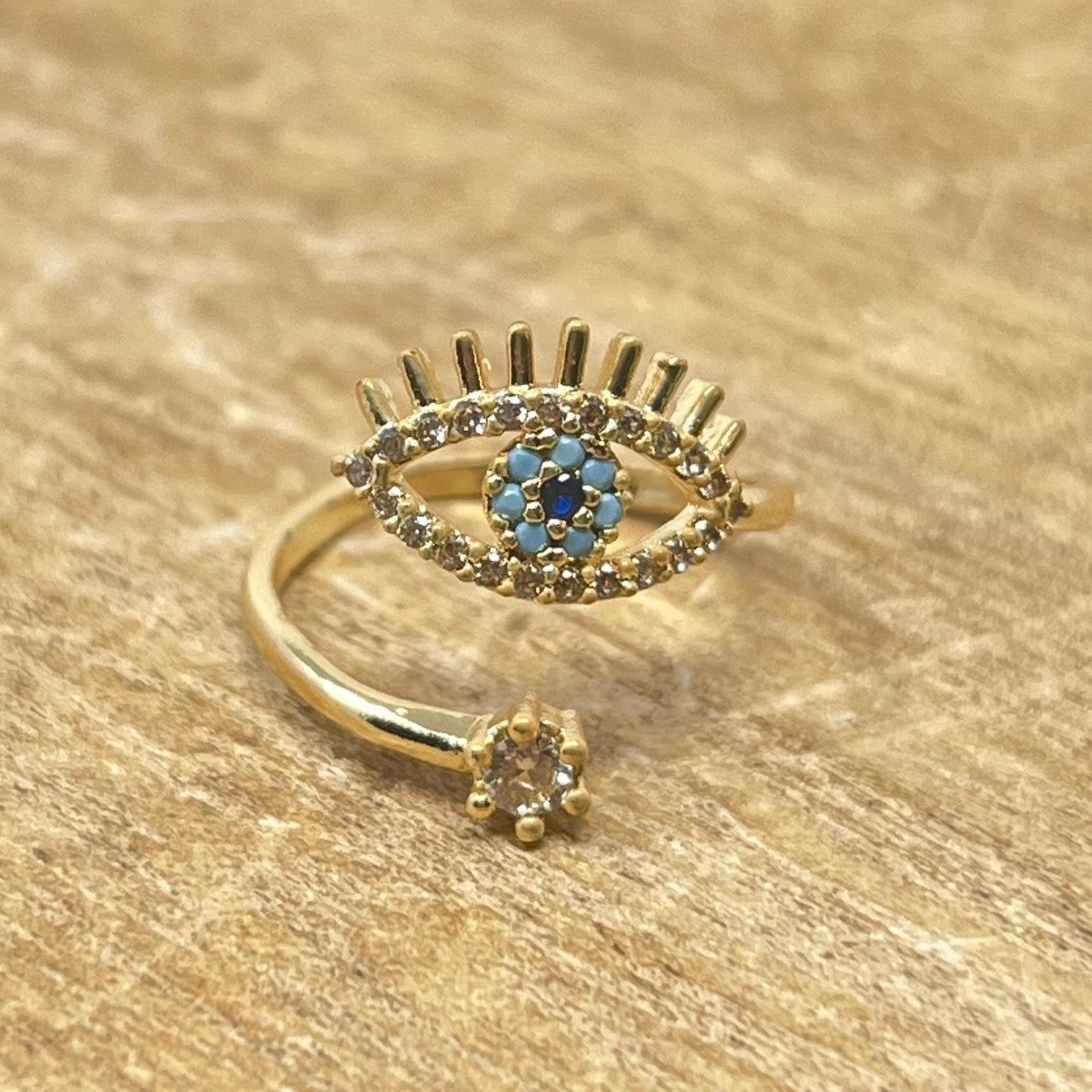 Rhinestone Evil Eye Wrap Ring