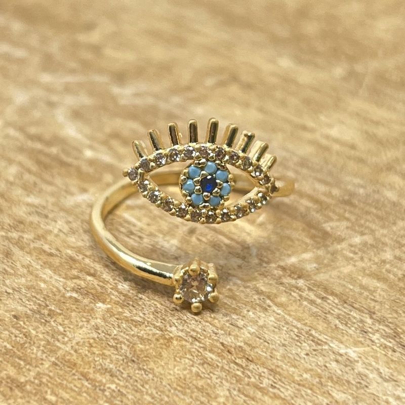 Rhinestone Evil Eye Wrap Ring