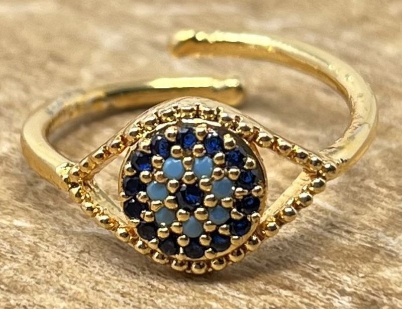 Blue + Gold Evil Eye Ring