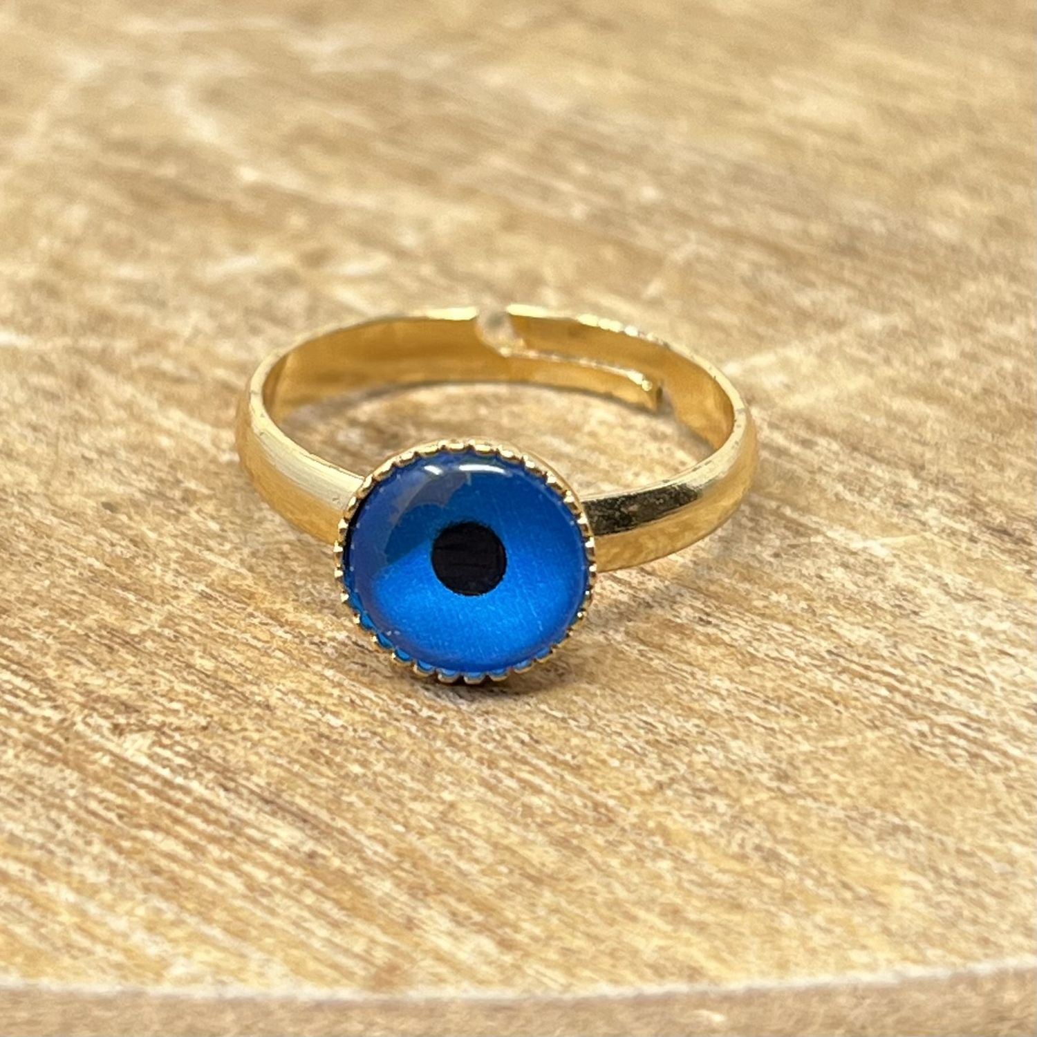 Solid Gold + Blue Eye Ring