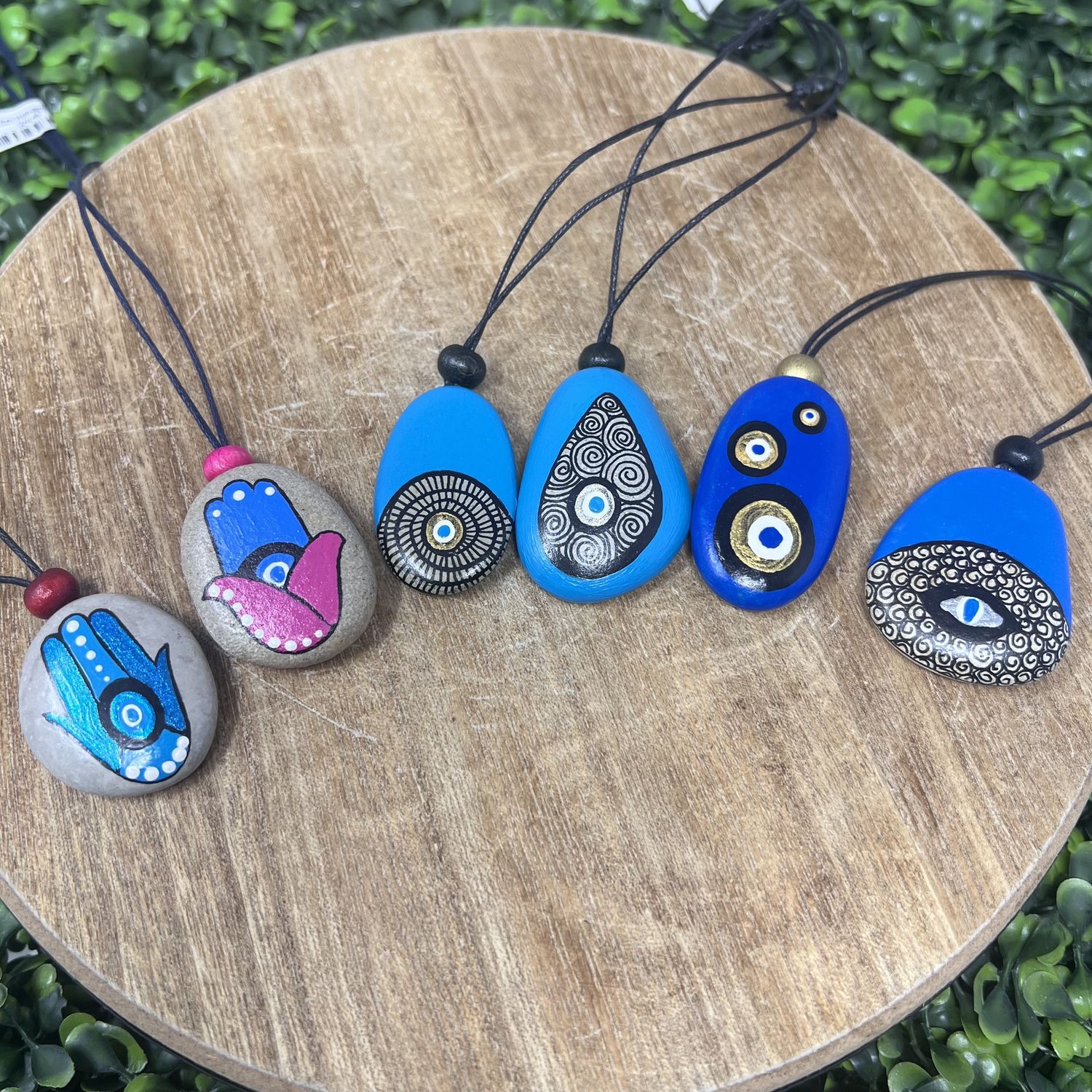 Evil Eye Hand Painted Stone Necklace