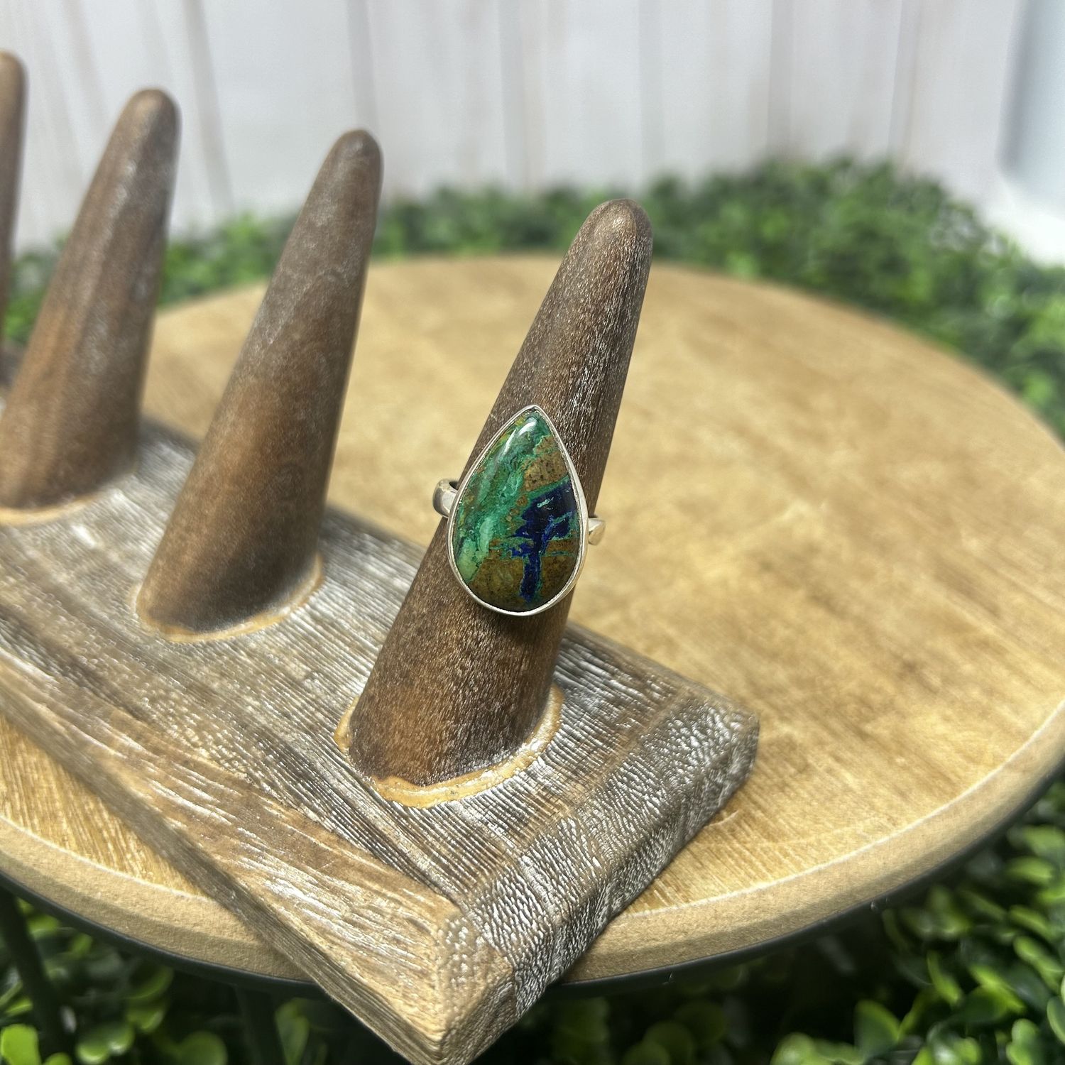 Azurite Teardrop Adjustable Ring - 3