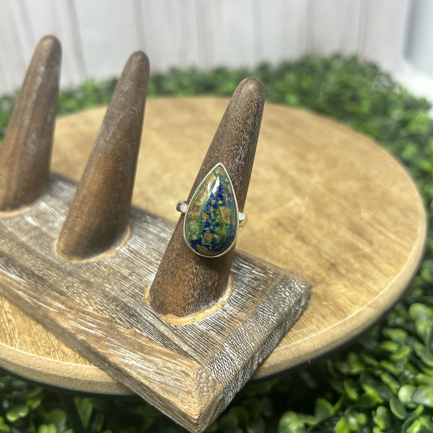 Azurite Tear Drop Adjustable Ring - 2