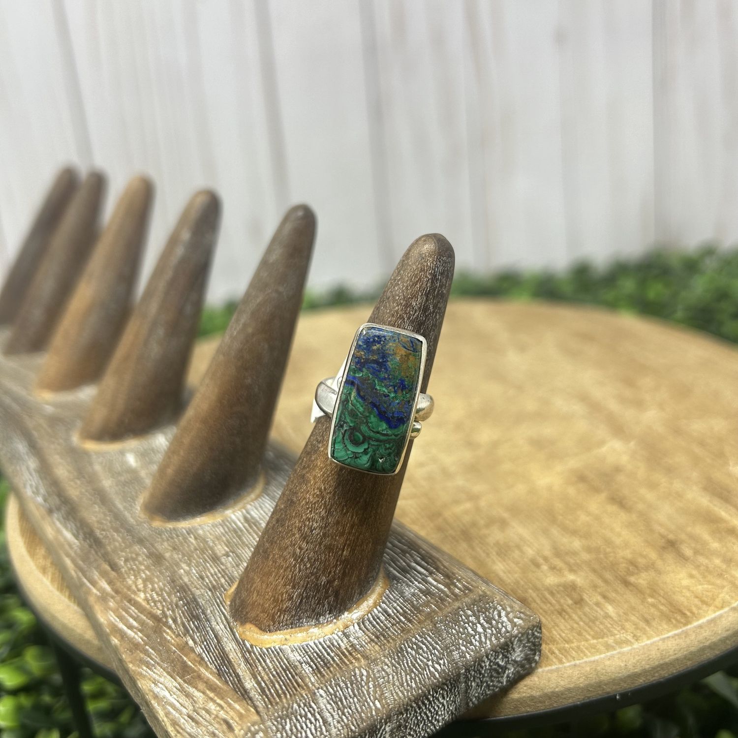 Azurite Rectangle Adjustable Ring