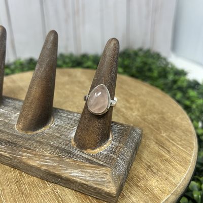 Rose Quartz Tear Drop Ring - 8