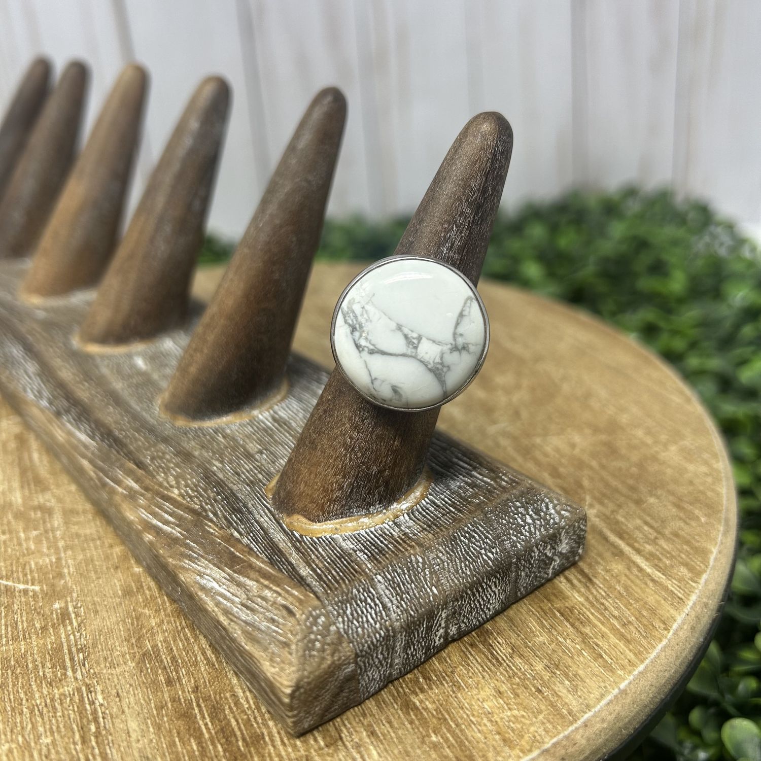White Howlite Adjustable Ring