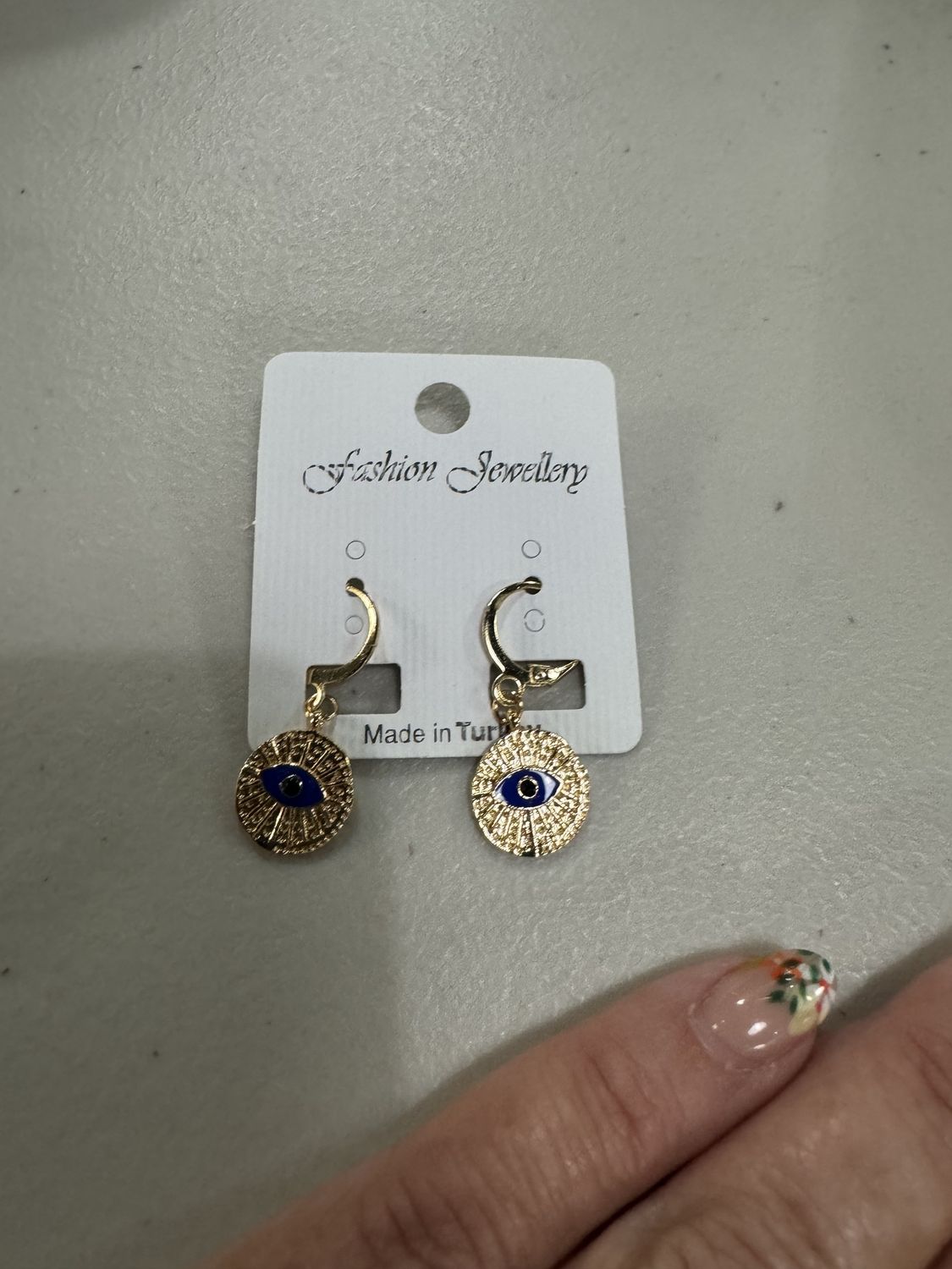 Mini Hoop Evil Eye Medallion Earring