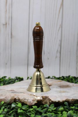 Brass Bell with Wood Handle 7&quot;