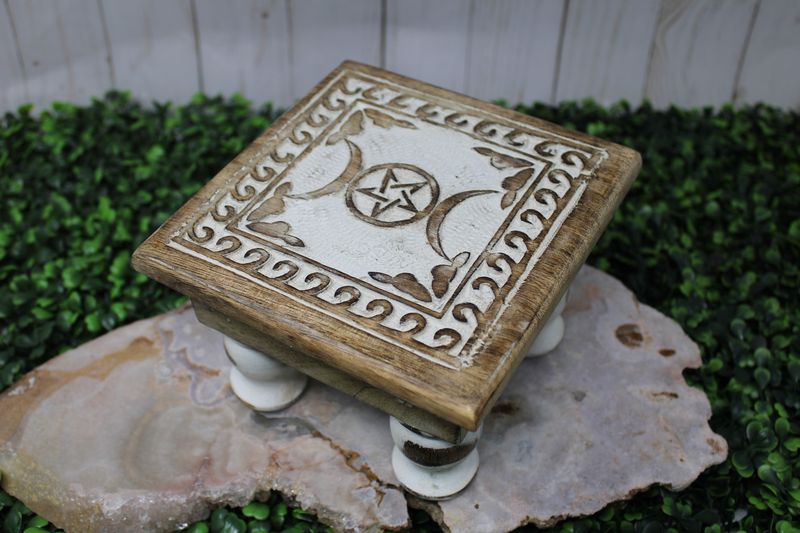 Wood Altar Table Triple Moon