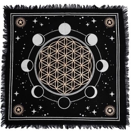 Moon Phases + Flower of Life Altar Cloth