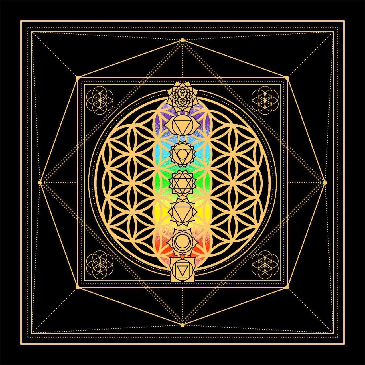 7 Chakra Flower of Life Altar Cloth