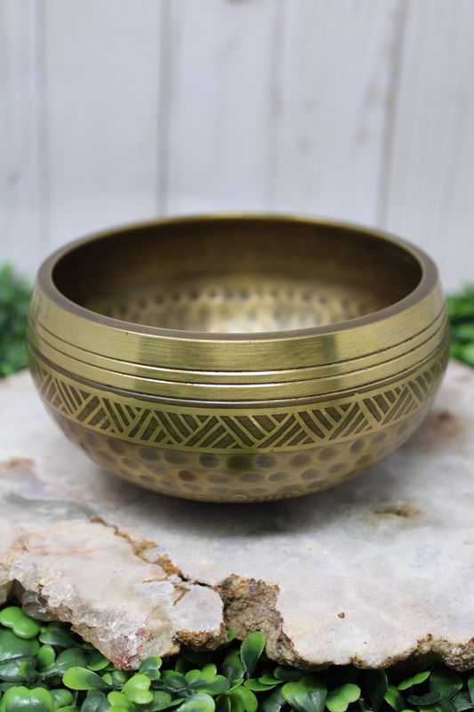 Brass Singing Bowl 5&quot; - Triangle Design