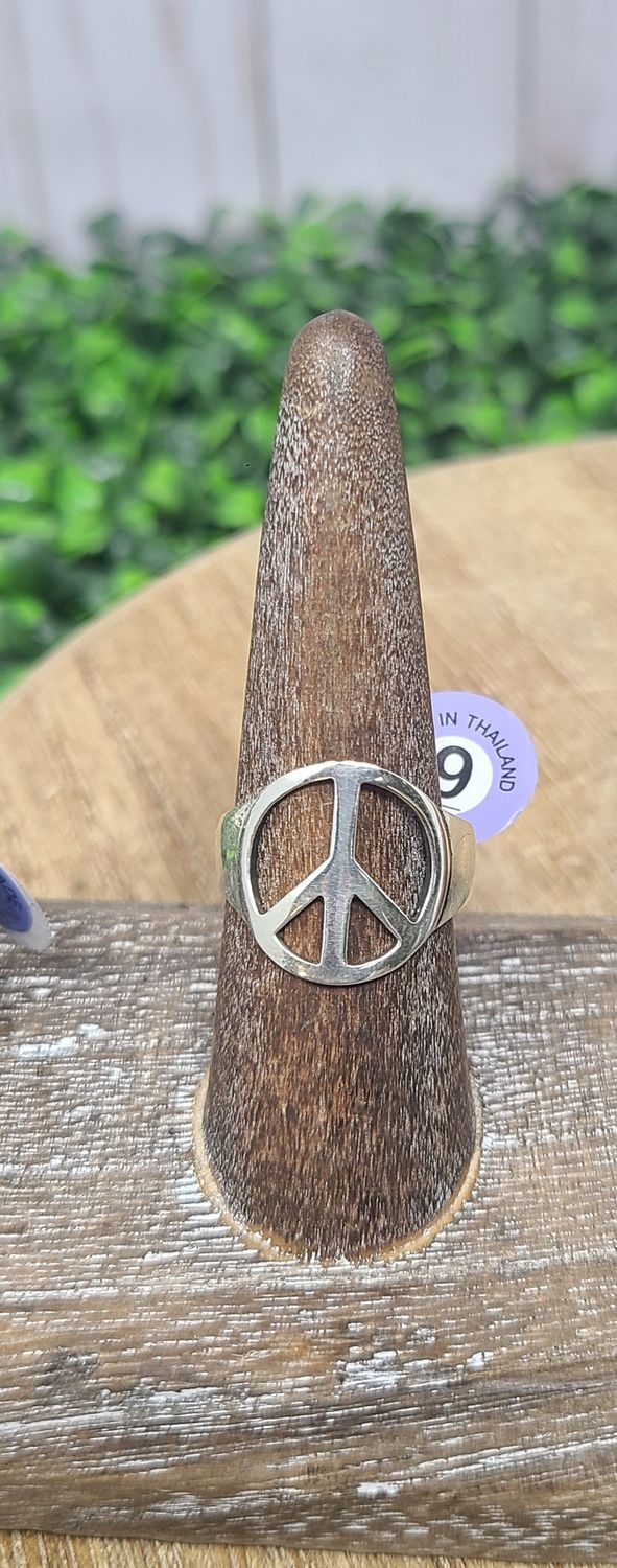 Peace Sign SS Ring, Size: 6