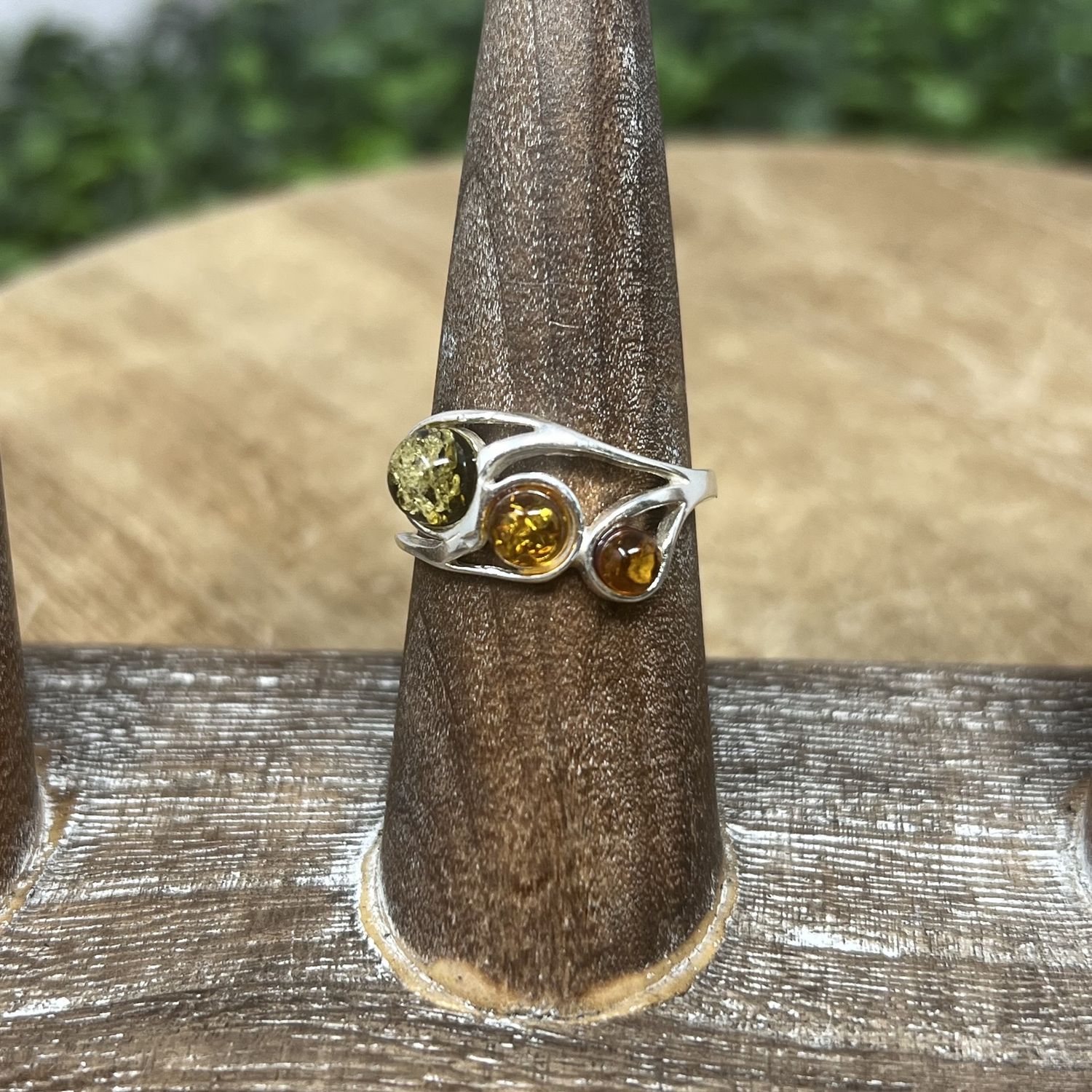 Amber Tricolor Ring, Size: 8