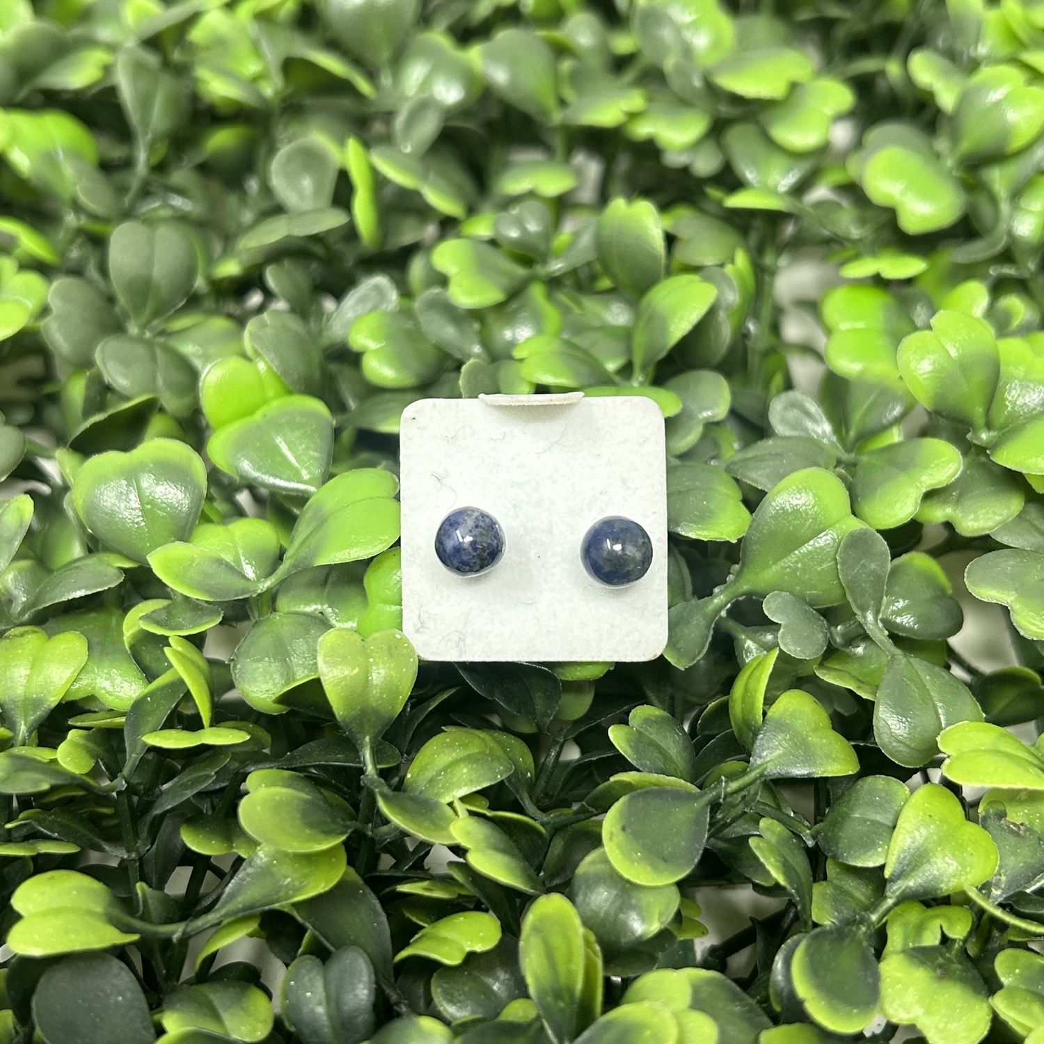 Gem Stud Earrings, Size: 6mm, Crystal: Sodalite