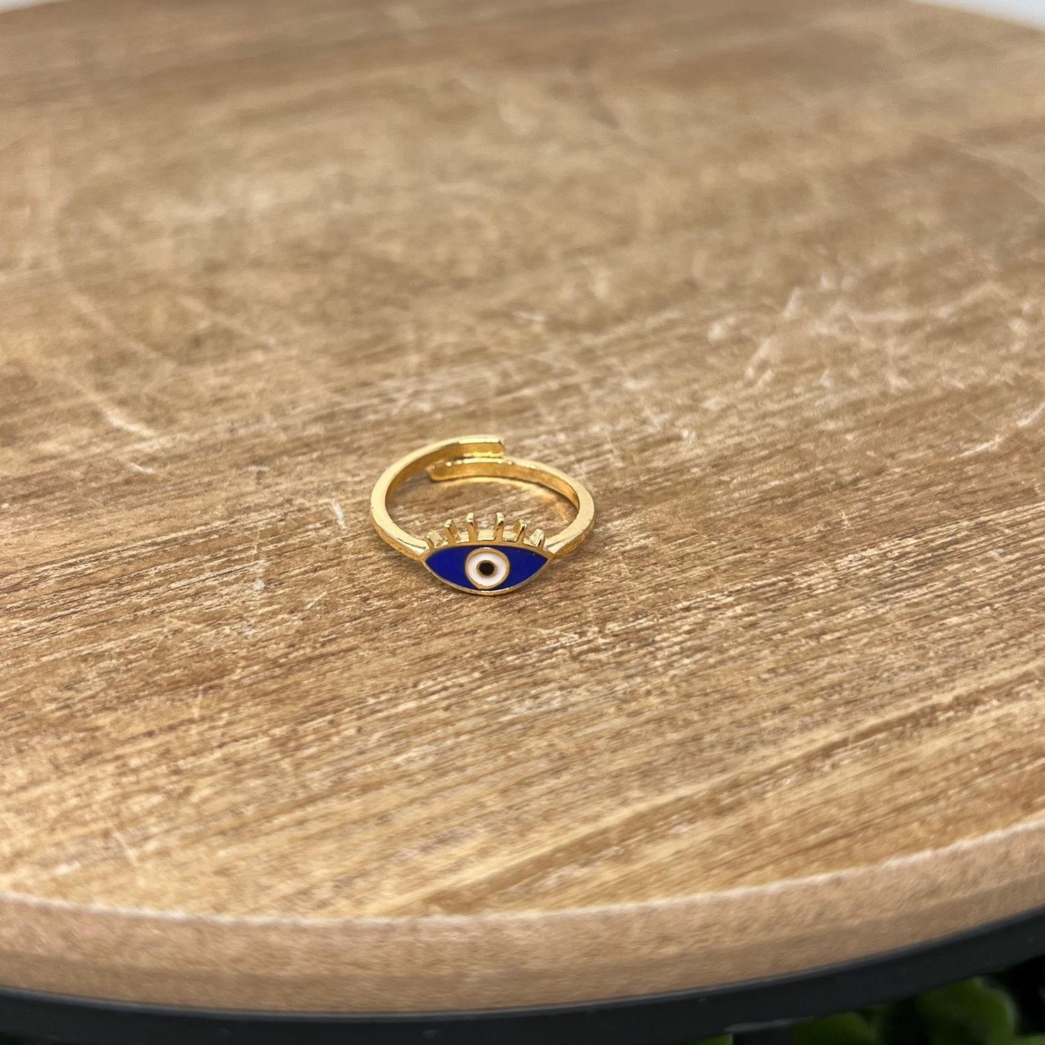 Evil Eye Eyelash Ring Gold, Colour: Dark Blue