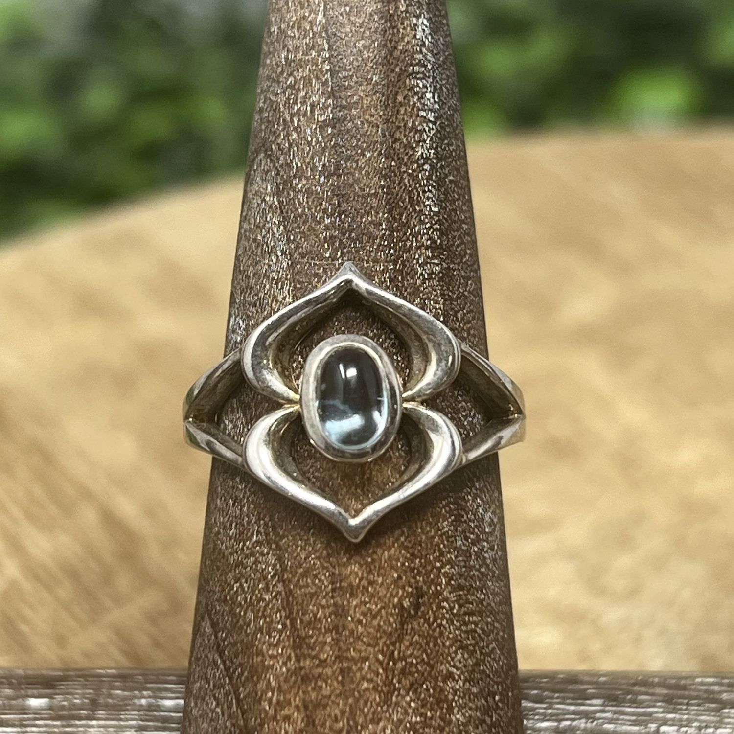 Blue Topaz Lotus Ring, Size: 7