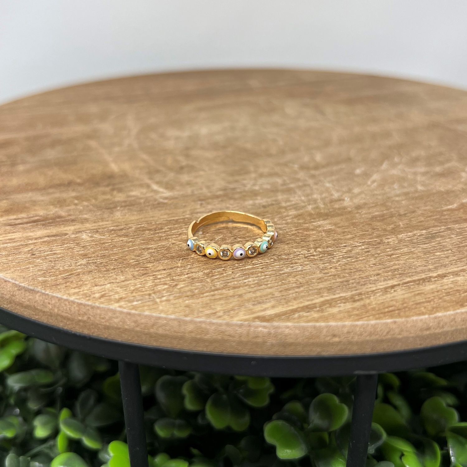 Circle Diamond Evil Eye Ring, Colour: Multi Colored