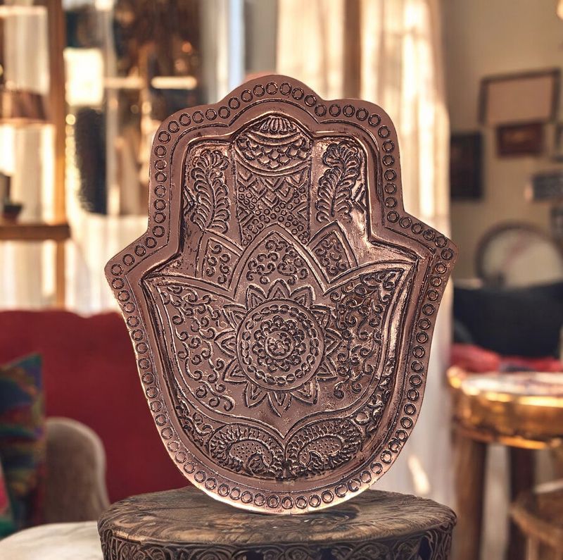 Copper Hamsa Incense Holder