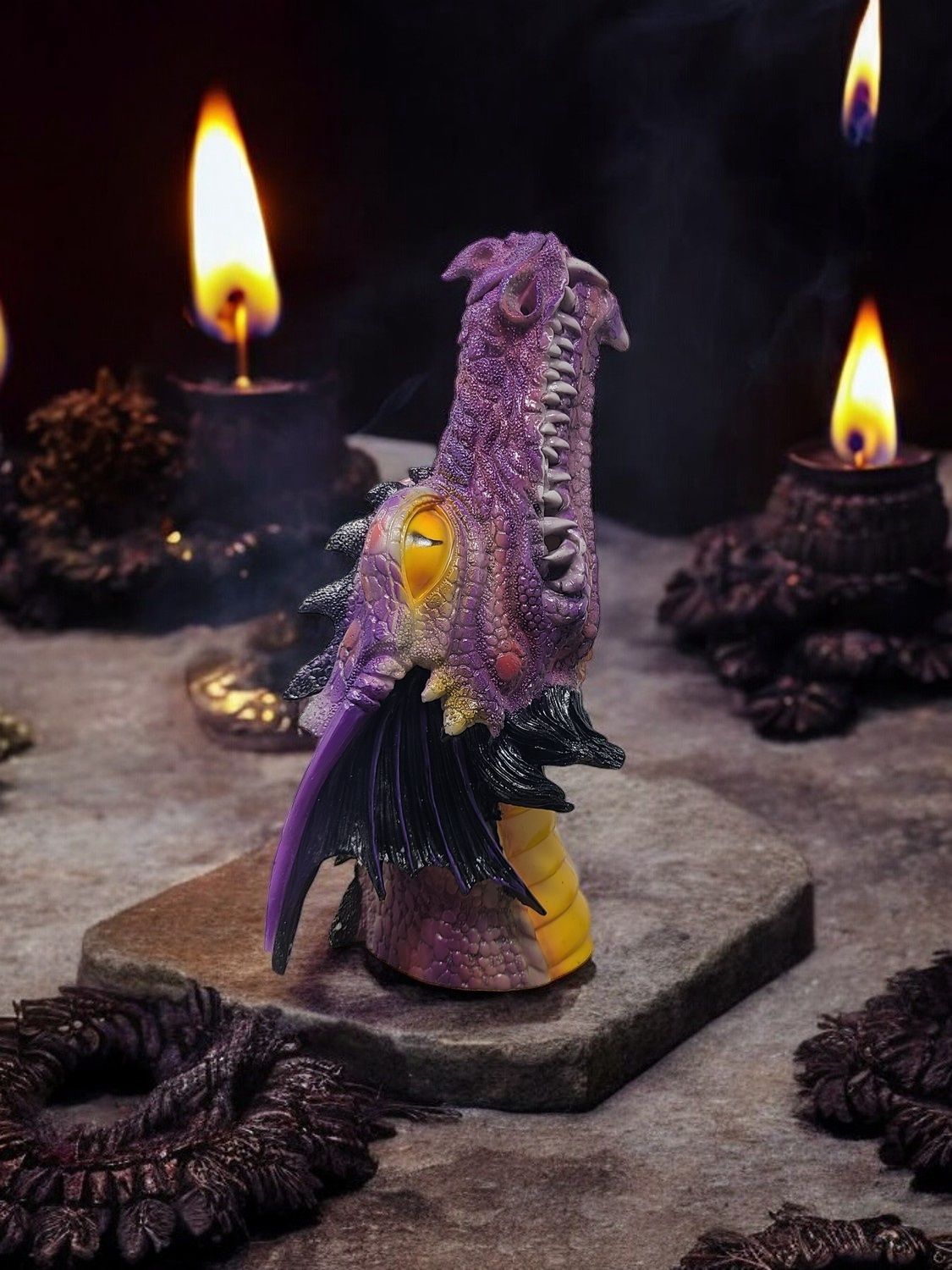 Purple Dragon Head Incense Holder