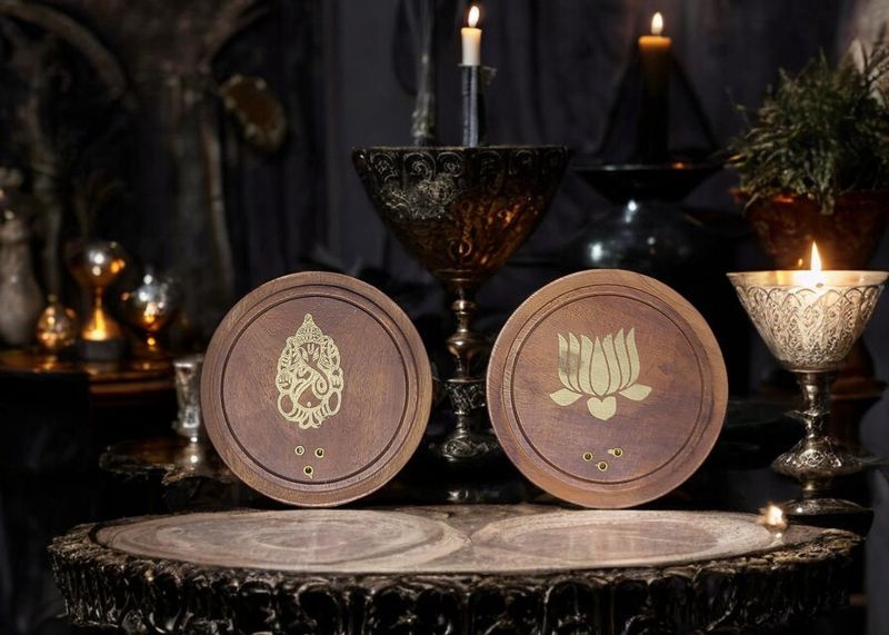 Wood Round Incense Holder