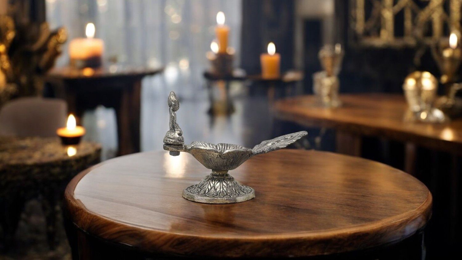 Metal Sitting Buddha Incense Holder with handle