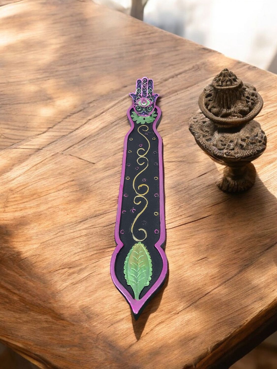 Hamsa Leaf in Wind Incense Holder