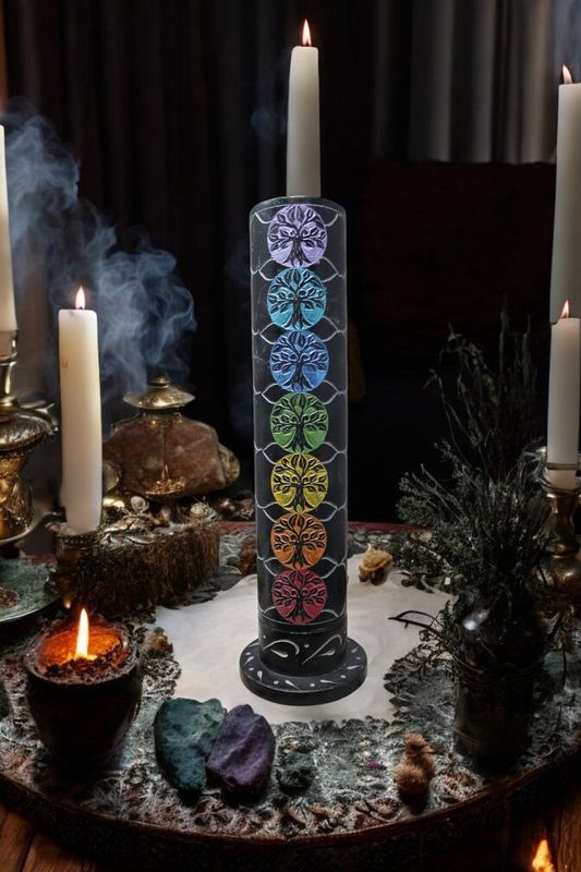 Stone Tower Round 7 Chakra Incense Holder