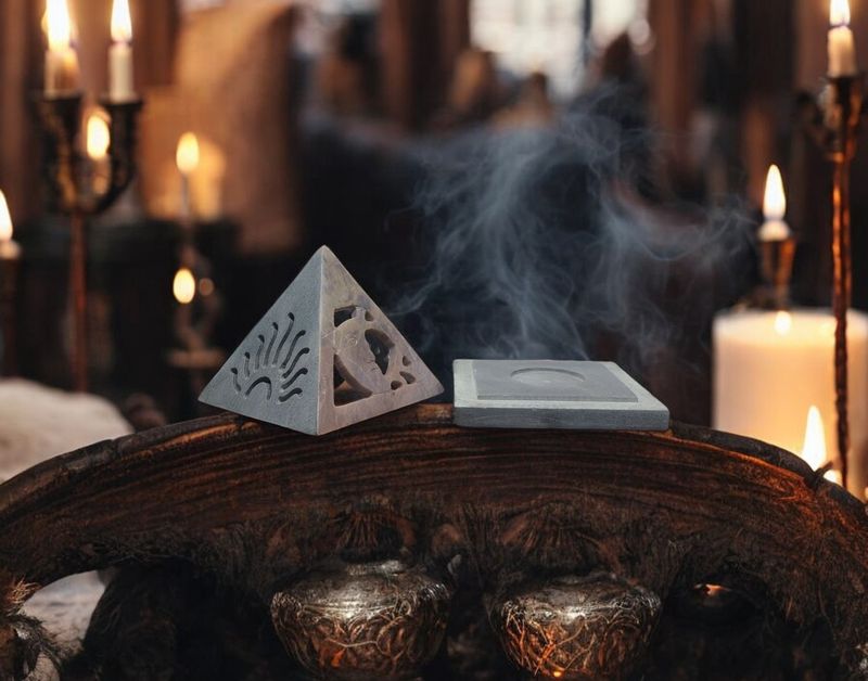 Soapstone Pyramid Sun &amp; Moon
