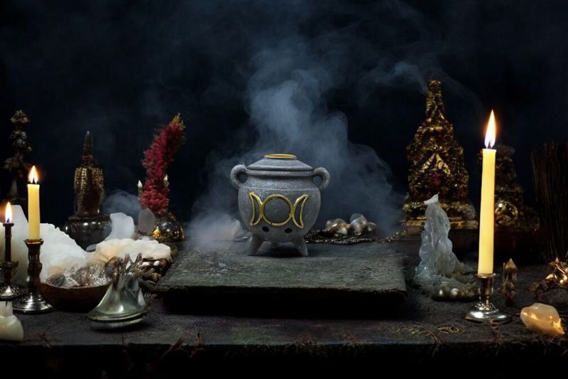 Mini Grey Triple Moon Cauldron Backflow