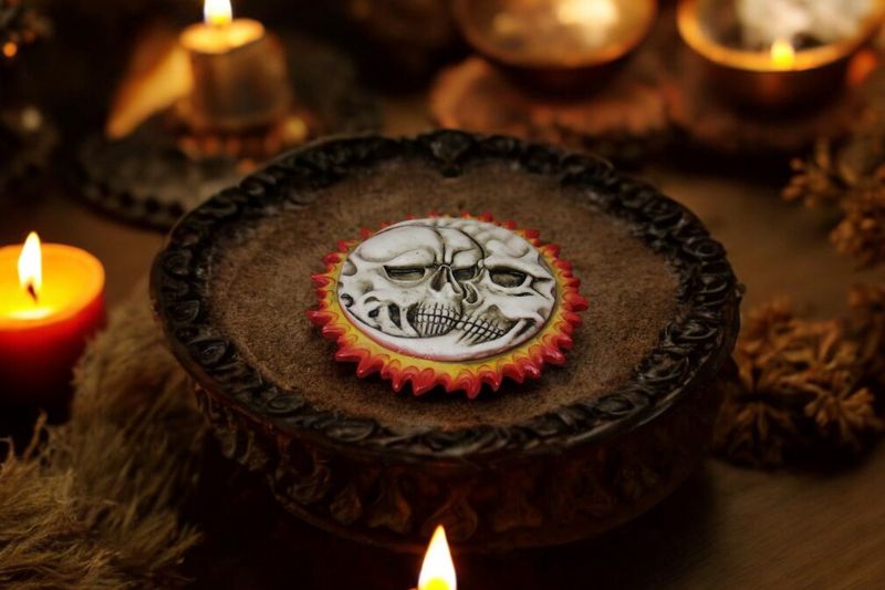 Skull Sun and Moon Incense Holder 5.5&quot;