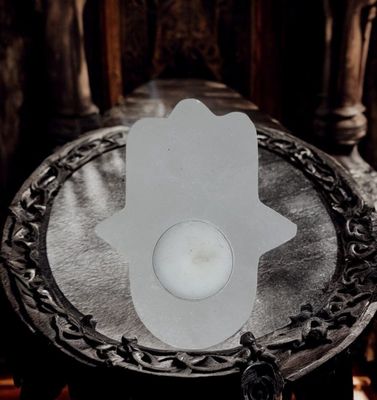 Hamsa Selenite Candle Holder