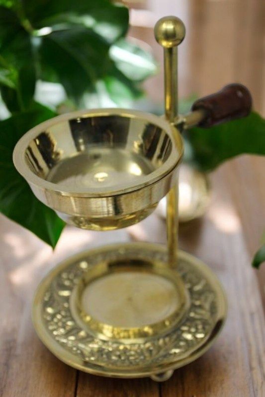 Brass Adjustable Oil and Charcoal Burner Gold