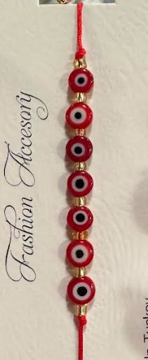7 Eye Evil Eye String Bracelet, Colour: Red