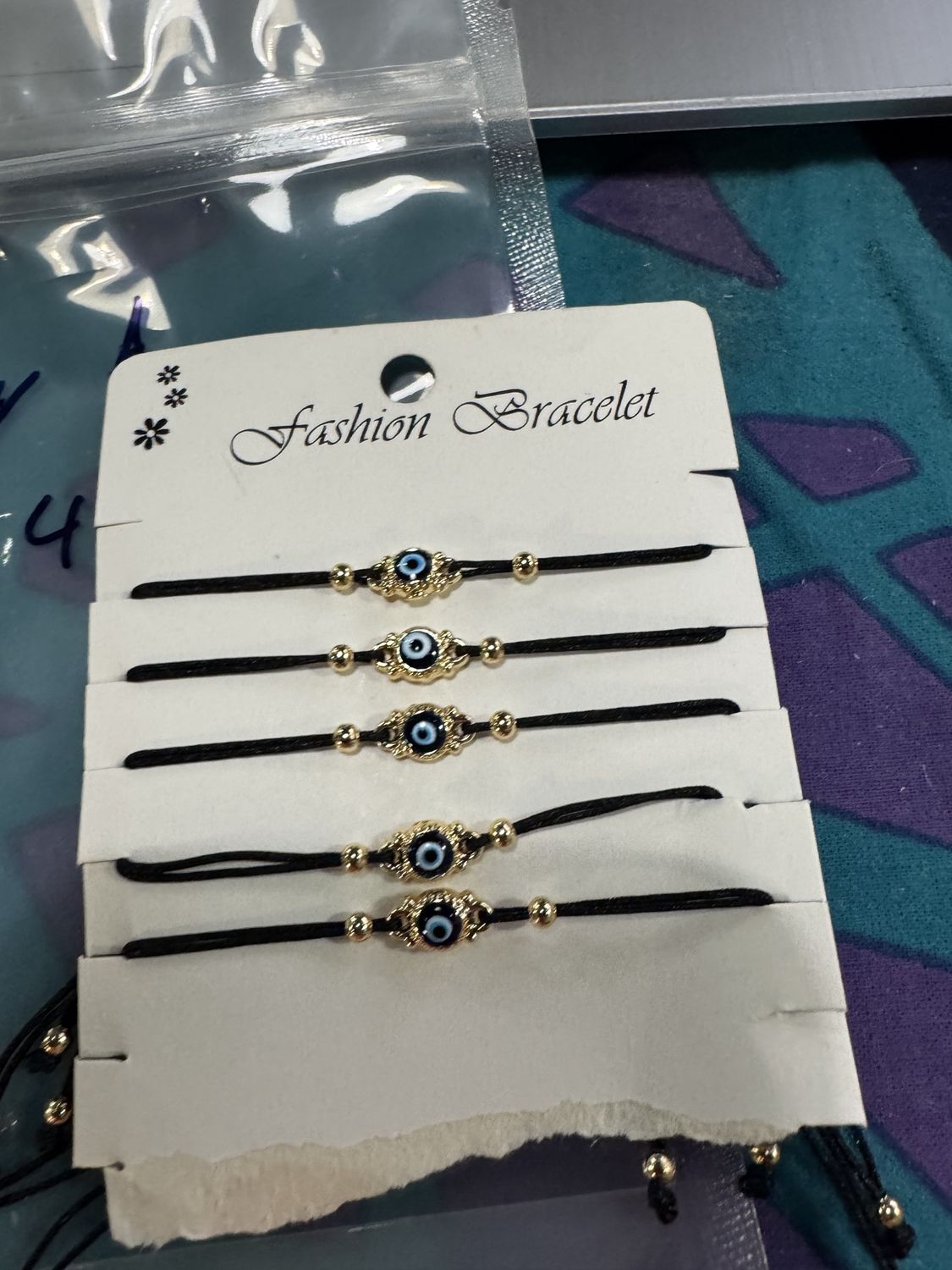 Small Gold Evil Eye Bracelet, Colour: Black