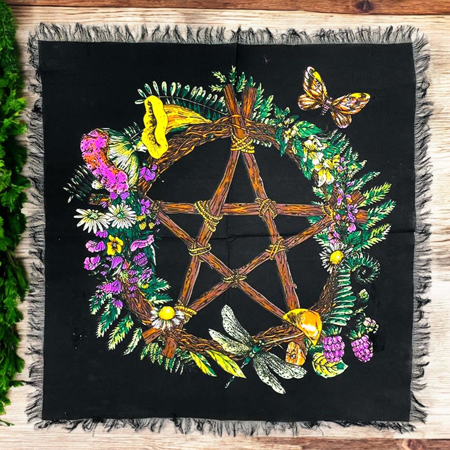 Floral Pentagram Altar Cloth 24x24&quot;