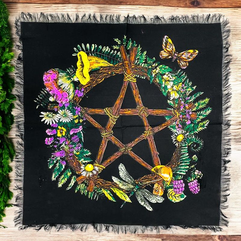 Floral Pentagram Altar Cloth 24x24&quot;