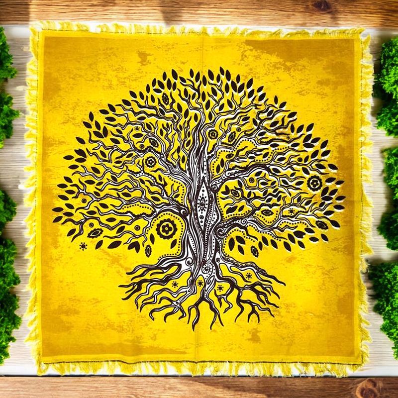 Yellow Tree of Life Altar Cloth 24x24&quot;