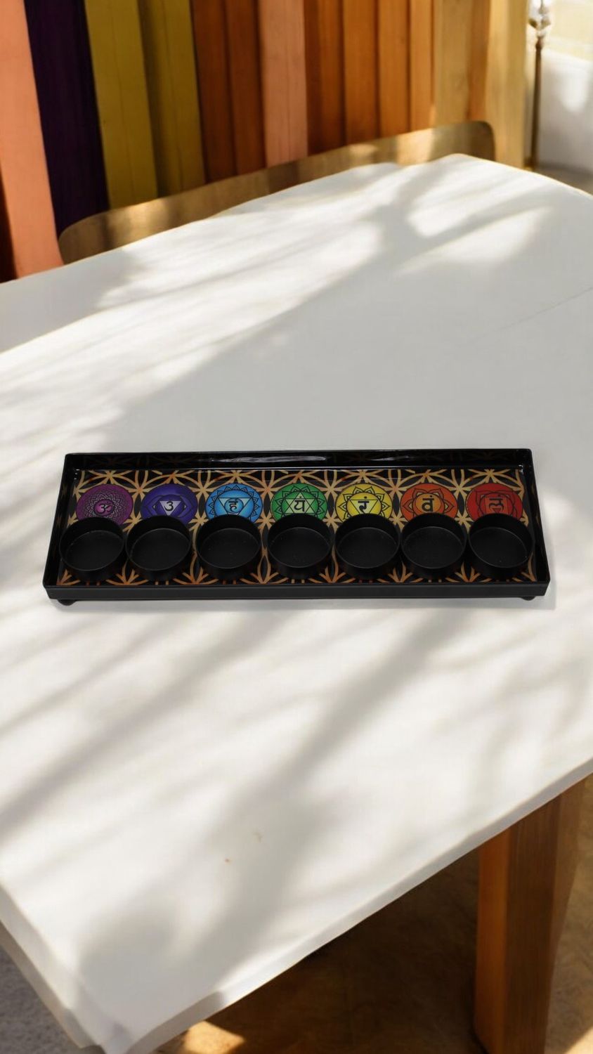 7 Chakra Tea Light Tray 11&quot;