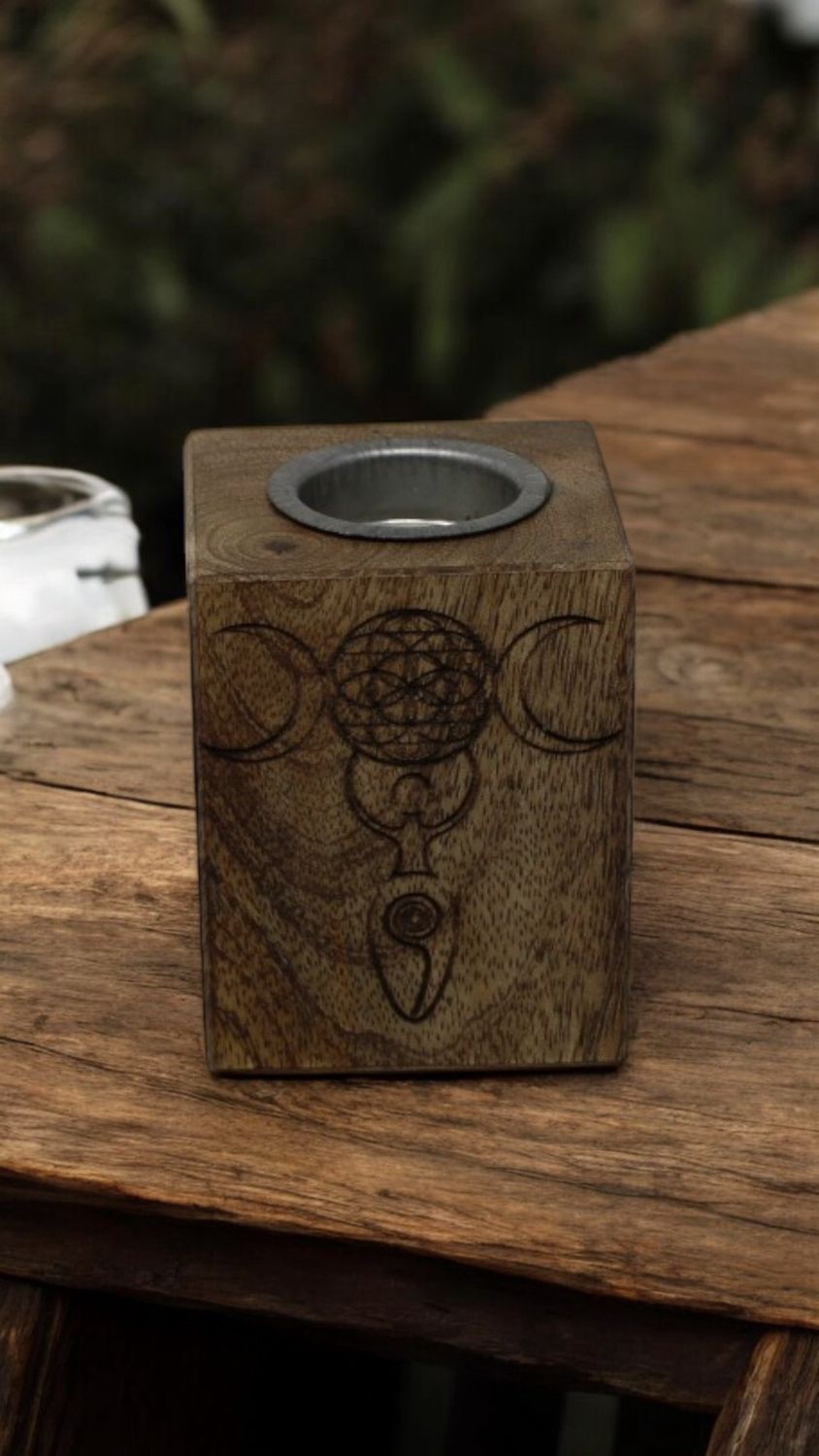 Wooden Tea Light Candle Pillar 3&quot;