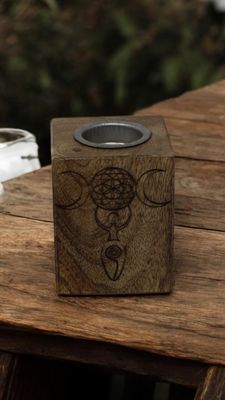 Wooden Tea Light Candle Pillar 3&quot;